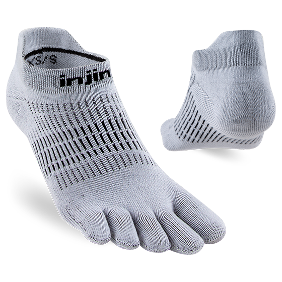 Injinji Women's Run Lightweight No-Show Sock - Gray Gray