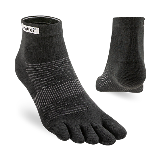 Injinji Run Original Weight Mini-Crew Sock - Black Black