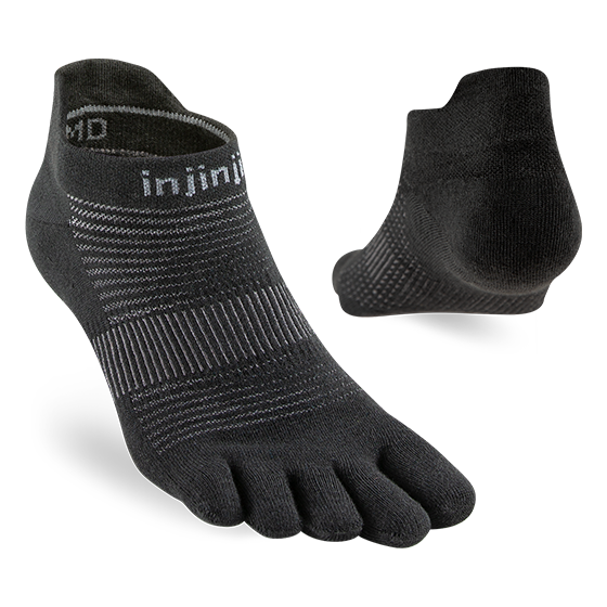 Injinji Run Original Weight No-Show Sock - Black Black