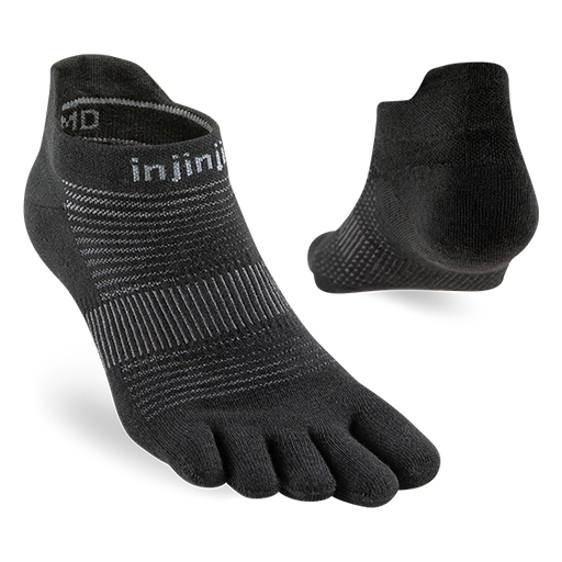 Injinji Run Original Weight No-Show Sock - Black Black