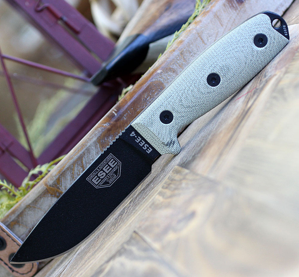 Esee-4 Knife, Green Micarta/black
