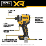 Dewalt 20V MAX XR 3-Speed 1/4in. High Torque Impact Driver (Tool Only)