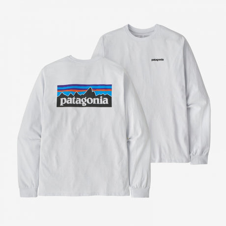 Patagonia Men`s Long-sleeved P-6 Logo Responsibili-tee White