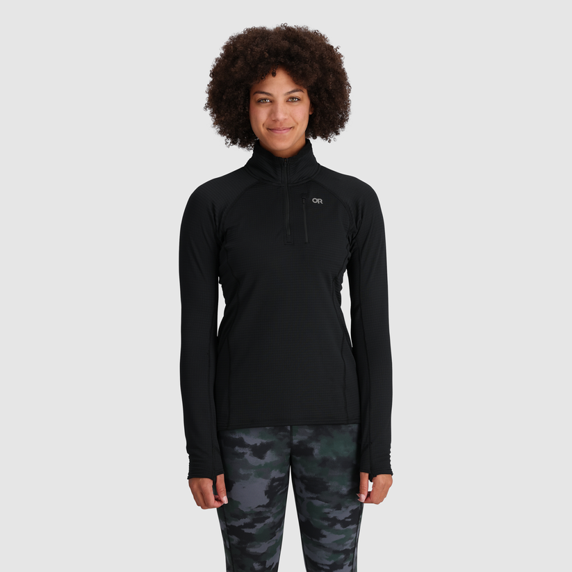 Outdoor Research Women's Vigor Grid Fleece Quarter Zip Black