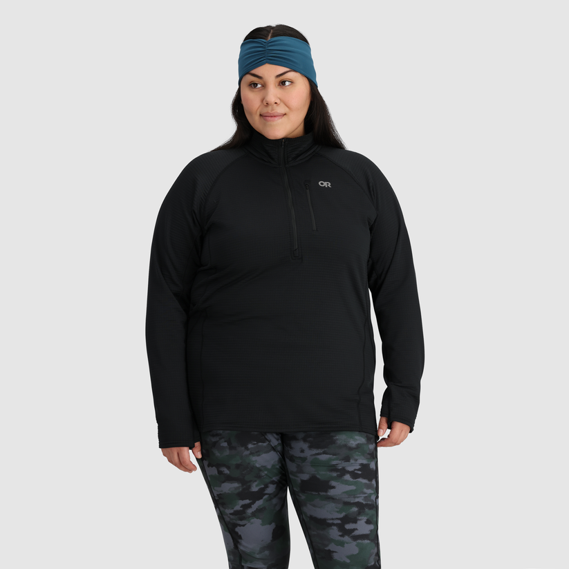 Outdoor Research Women's Vigor Grid Fleece Half Zip-Plus Black