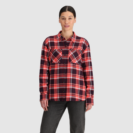 Outdoor Research Women's Feedback Flannel Twill Shirt - Sunrise Plaid Sunrise Plaid