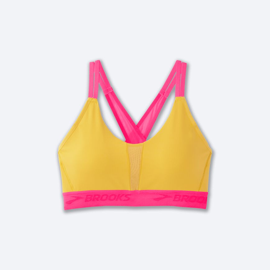 Brooks Women's Drive Plunge Run Bra 2.0 Sun glow/hyper pink