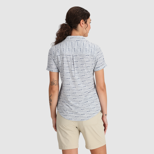 Outdoor Research Women's Astroman Short-Sleeve Sun Shirt - Titanium Dash Path Titanium Dash Path