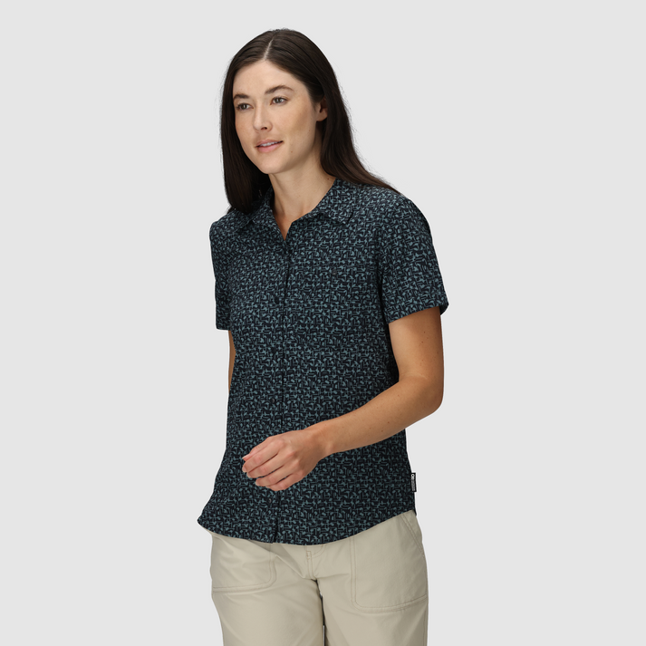 Outdoor Research Womens Astroman Short Sleeve Sun Shirt - Neptune Paintswipes Neptune Paintswipes