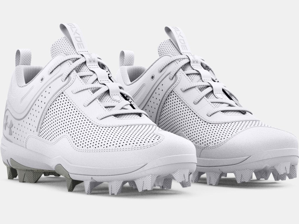 Under Armour Kids' UA Glyde RM Jr. Softball Cleat - White/Metallic Silver White/Metallic Silver