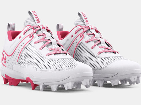 Under Armour Kids' UA Glyde RM Jr. Softball Cleat - White/Cerise White/Cerise