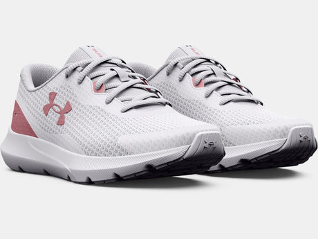 Under Armour Women's UA Surge 3 Running Shoe - White/Pink Elixir White/Pink Elixir