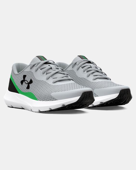 Under Armour Kids' Grade School UA Surge 3 Running Shoe - Mod Gray/Green Screen/Black Mod Gray/Green Screen/Black