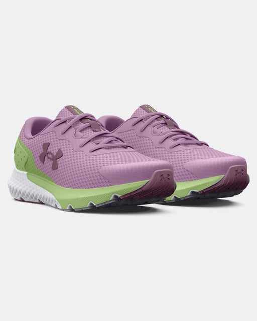 Under Armour Kids' Grade School UA Charged Rogue 3 Running Shoe - Fresh Orchid/Lumos Lime/Misty Purple Fresh Orchid/Lumos Lime/Misty Purple