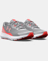 Under Armour Kids' Grade School UA Surge 3 Running Shoe - Halo Gray/Venom Red/Pink Fizz Halo Gray/Venom Red/Pink Fizz