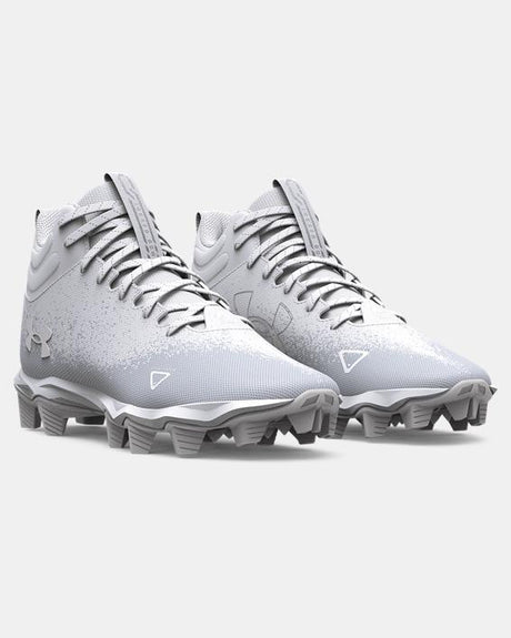 Under Armour Kids' UA Spotlight Franchise FM 2.0 Jr. Football Cleat - White/Metallic Silver White/Metallic Silver