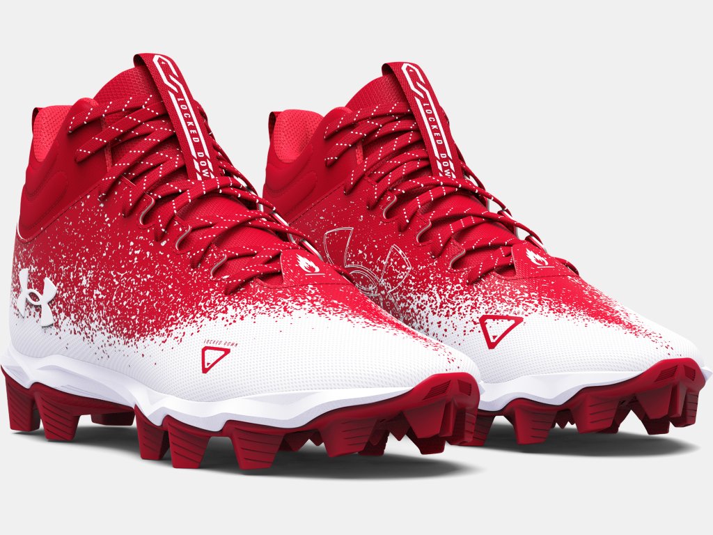 Under Armour Kids' UA Spotlight Franchise RM 2.0 Jr. Football Cleat - Red/White Red/White