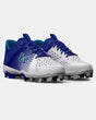 Under Armour Kids' UA Leadoff Low RM Jr. Baseball Cleat - Royal/White Royal/White