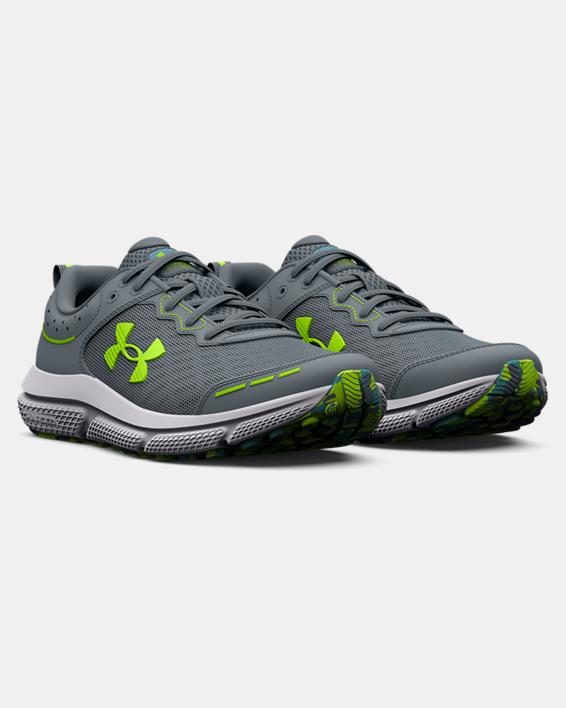 Under Armour Kids' Grade School UA Assert 10 Running Shoe - Gravel/Glacier Blue/Lime Surge Gravel/Glacier Blue/Lime Surge