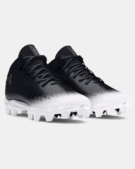 Under Armour Men's UA Spotlight Franchise 4.0 RM Football Cleat - Black/White/Metallic Gun Metal Black/White/Metallic Gun Metal