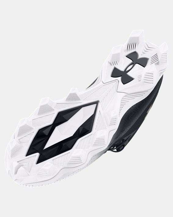 Under Armour Men's UA Spotlight Franchise 4.0 RM Football Cleat - Black/White/Metallic Gun Metal Black/White/Metallic Gun Metal