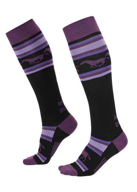 Kerrits Equestrian Apparel Kids Heels Down Wool Socks Black & Huckleberry