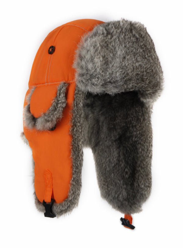 Mad Bomber Supplex Bomber - Blaze Orange With Grey Rabbit Fur