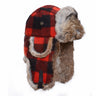 Mad Bomber Original Wool Bomber - Red and Black Plaid with Brown Fur Red and Black Plaid