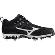 Mizuno Men's 9-Spike Ambition 2 Mid Metal Baseball Cleat - Black/White Black/White