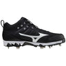 Mizuno Men's 9-Spike Ambition 2 Mid Metal Baseball Cleat - Black/White Black/White