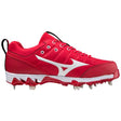 Mizuno Women's 9-Spike Swift 7 Low Metal Softball Cleat - Red/White Red/White