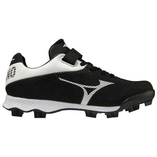 Mizuno Youth Wave Lightrevo TPU Molded Low Baseball Cleat - Black/White Black/White