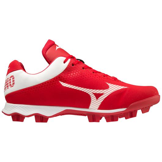 Mizuno Men's Wave Lightrevo TPU Molded Low Baseball Cleat - Red/White Red/White