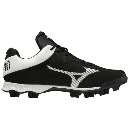 Mizuno Men's Wave Lightrevo TPU Molded Low Baseball Cleat - Black/White Black/White