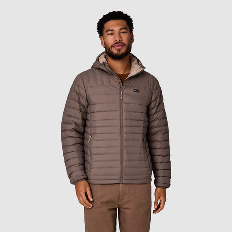 Outdoor Research Mens Transcendent Down Hoodie Gravel