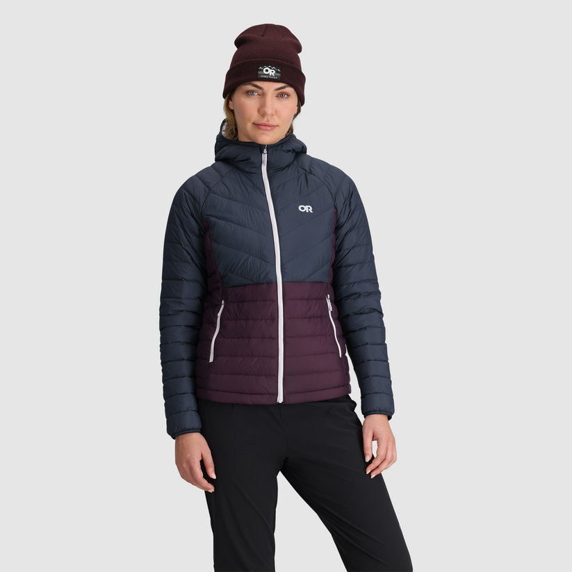 Outdoor Research Women's Transcendent Down Hoodie - Dark Navy/Amethyst Dark Navy/Amethyst