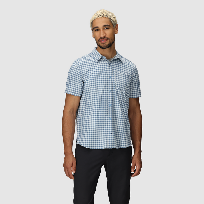 Outdoor Research Mens Blackbird Short Sleeve Shirt - Cenote Plaid Cenote Plaid
