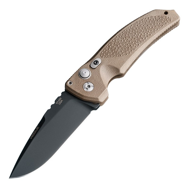 Hogue Ex-a03 Auto Folding 3.5" Drop Point Blade Knife Matte_brown