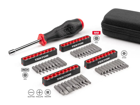 Tekton 37-Piece 1/4 Inch Bit Driver and Bit Set with Case