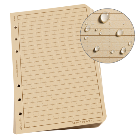 Rite In The Rain Weatherproof Loose Leaf Paper, 4.625" X 7", 32# Tan, Universal Pattern, 100 Sheet Pack (No. 982t) Tan
