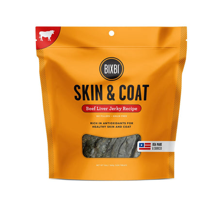 BIXBI Pet Skin & Coat Jerky Treats for Dogs - Beef Liver Recipe - 5oz / 12oz Beef Liver