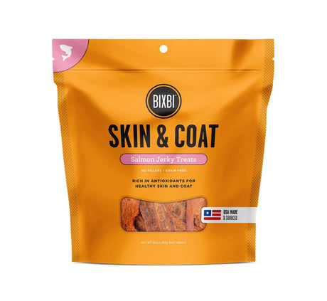 BIXBI Pet Skin & Coat Jerky Treats for Dogs - Salmon Recipe - 4oz / 10oz Salmon