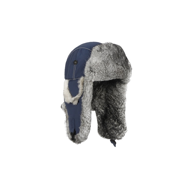Mad Bomber Lil' Solids Mad Bomber W/rabbit Fur W/recycled Lining Navy Supplex w/Grey Rabbit Fur