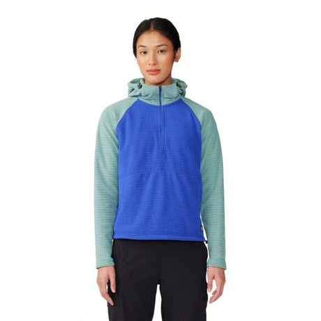 Mountain Hardwear Women's Summit Grid Half Zip Hoody Blue Print/Lichen Green