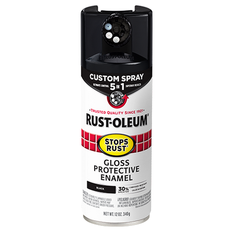 Rustoluem Stops Rust Protective Enamel with Custom 5-in-1 Spray Paint - Black Black /  / Gloss