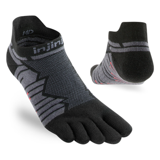 Injinji Ultra Run No-Show Sock - Onyx Onyx