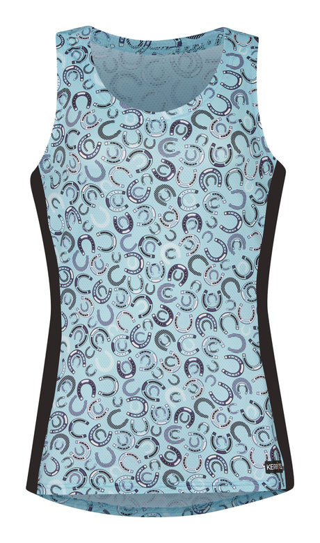 Kerrits Equestrian Apparel Ice Fil Tank Top Lucky Ride Calypso Blue