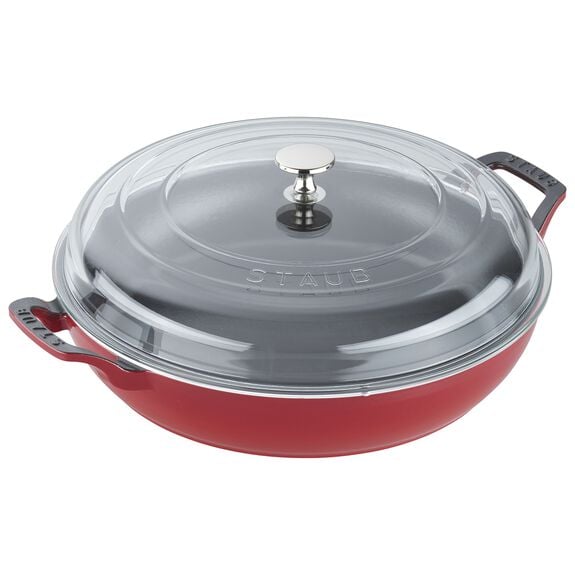 Staub 12-inch Braiser With Glass Lid Cherry