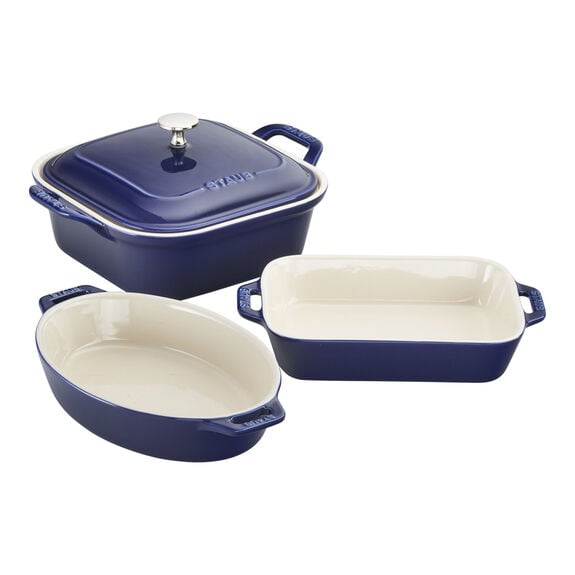 Staub 4-Piece Mixed Baking Dish Set Dark Blue