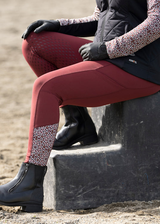 Kerrits Equestrian Apparel Thermo Tech 2.0 Full Leg Tight - Print Sangria / Sangria Starlight